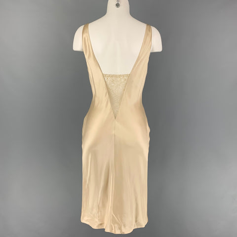 J. MENDEL Size 4 Beige Mixed Fabrics Slip Cocktail Dress