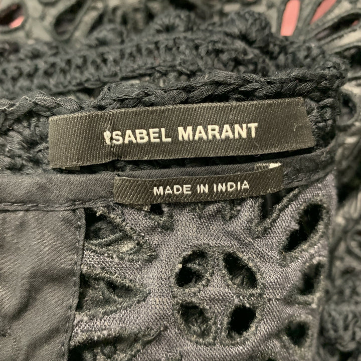 ISABEL MARANT Size 4 Black Viscose Crochet Cropped Dress Top
