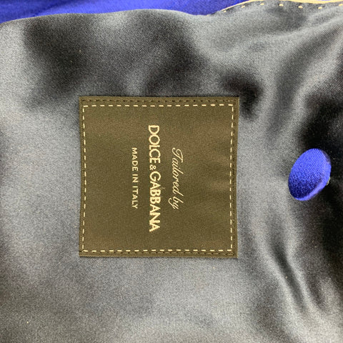 DOLCE & GABBANA Size 38 Royal Blue Crystal Silk Shawl Collar Sport Coat