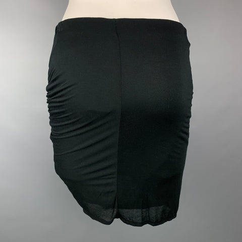 HELMUT LANG Taille S Mini jupe froncée en jersey noir modal