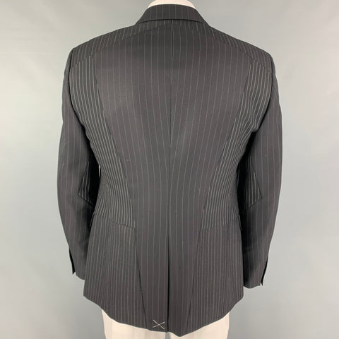ALEXANDER MCQUEEN Talla 44 Abrigo deportivo de lana con patchwork blanco y negro
