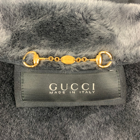 GUCCI by Tom Ford Size 6 Grey Shearling Double Breasted Coat
