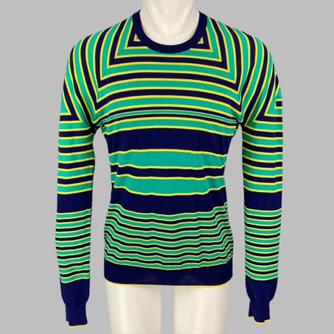 JIL SANDER x RAF SIMONS SS 11 Size M Multi-color Stripe Cotton Crew-Neck Pullover