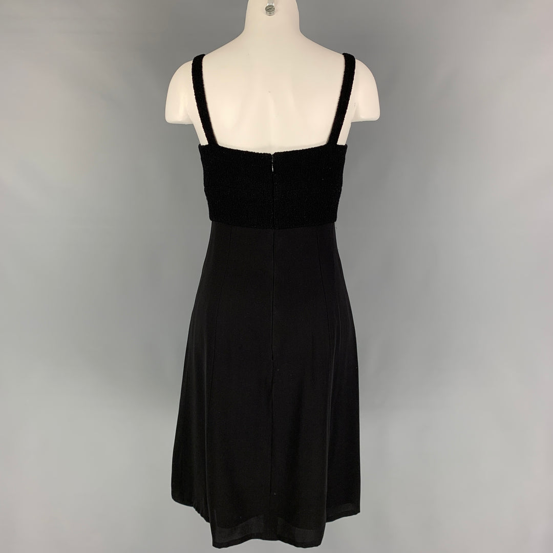 Vintage CHANEL Size 6 Black Textured Wool Nylon Double Breasted Dress Set
