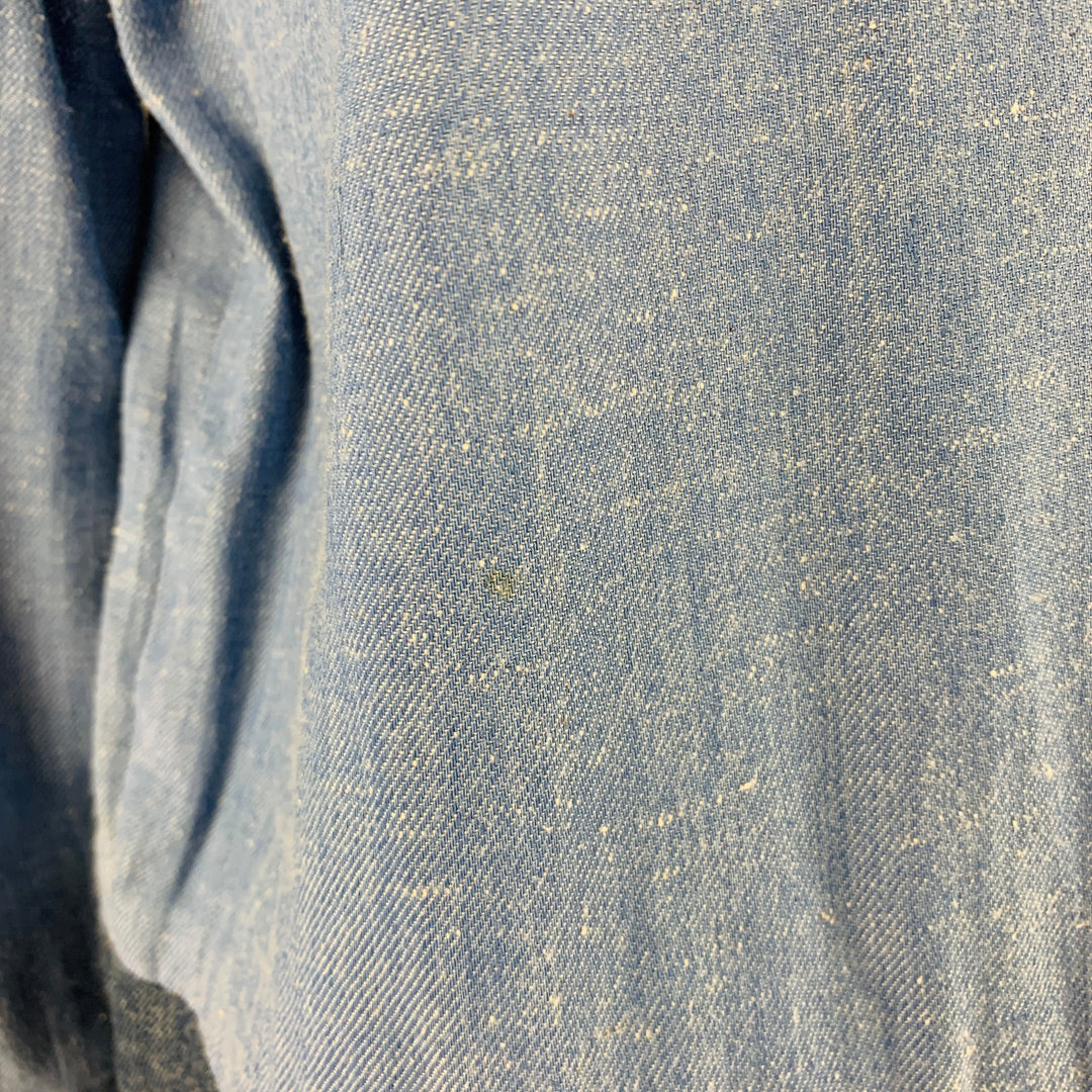 CELINE by PHOEBE PHILO Size L Blue Navy Cotton Blend Patchwork Shirt Dress