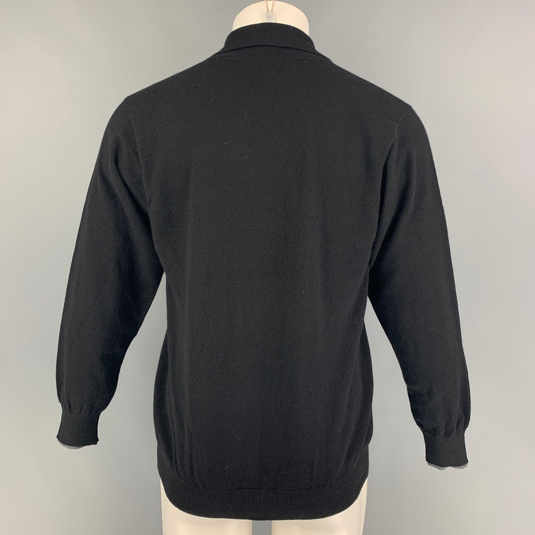 PAUL SMITH Black Merino Wool Angora Collar Sweater