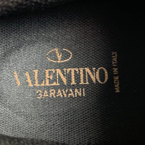 VALENTINO Talla 10 Zapatillas Rockrunner de cuero con estrellas burdeos azul marino