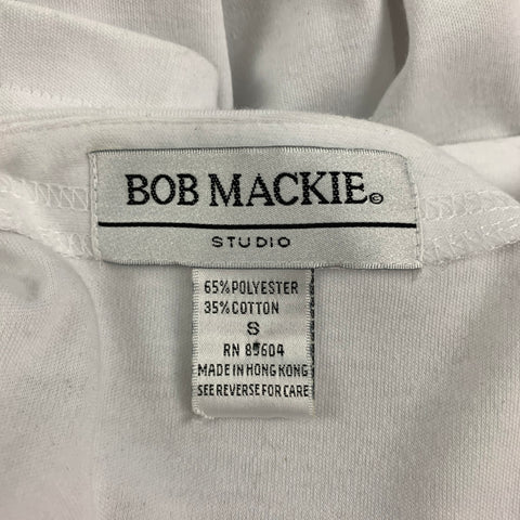 BOB MACKIE Size S White Multi-Color Polyester Cotton Beaded T-Shirt