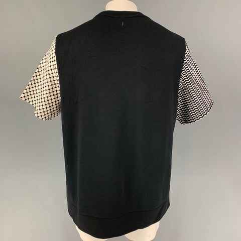 NEIL BARRETT Size XXL Black White Lyocell Cotton Pullover