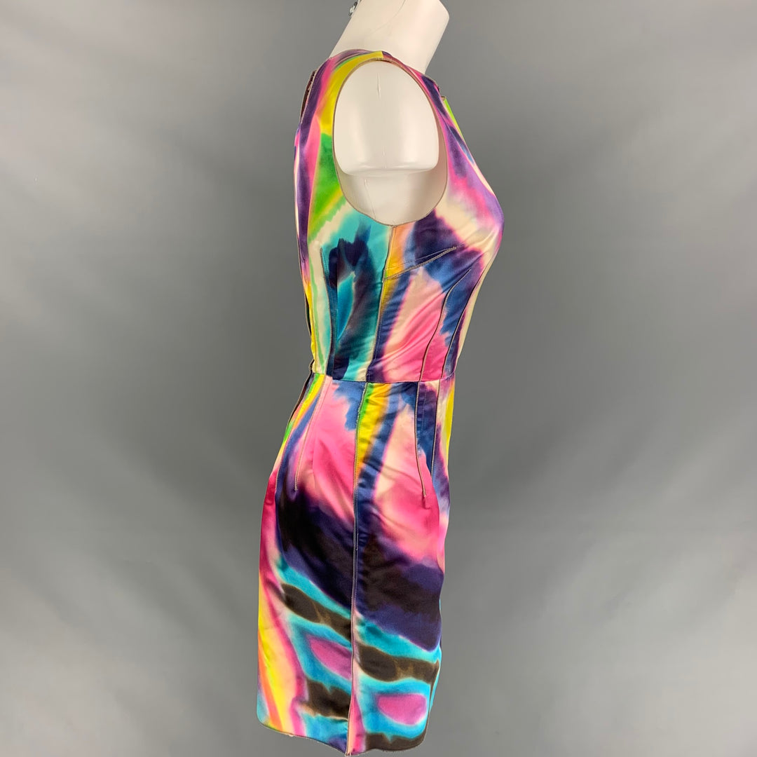 DOLCE & GABBANA Size 6 Multi-Color Silk Marbled Below Knee Cocktail Dress