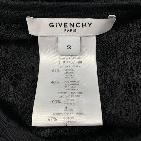 GIVENCHY Fall 2014 Size S Black White Favelas 74 Lace Crew-Neck T-Shirt