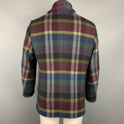 ISSEY MIYAKE Size S Multi-Color Plaid Shawl Collar Coat