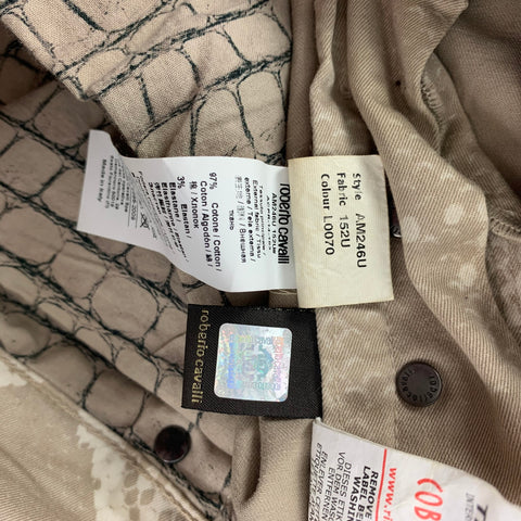 ROBERTO CAVALLI Size 31 Beige Animal Print Cotton Skinny Jeans