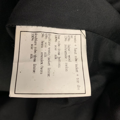 Vintage CHANEL Size 6 Black Textured Wool Nylon Double Breasted Dress Set