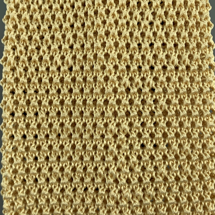 LOCK & CO LONDON Golden Beige Silk Textured Knit Tie