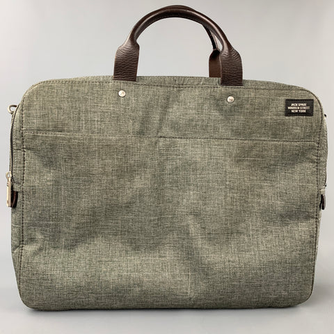 JACK SPADE Sac pour ordinateur portable en toile avec bordure en cuir gris et marron