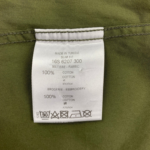 GIVENCHY SS 16 by Ricardo Tisci Size M Green Black Flag Cotton Button Up Long Sleeve Shirt