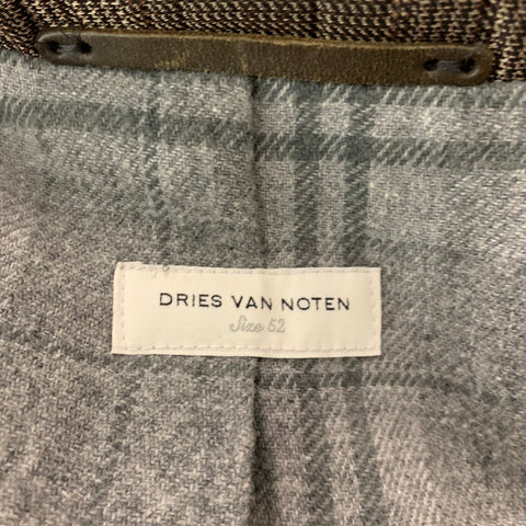 DRIES VAN NOTEN Size 42 Brown Taupe Glenplaid Polyester Coat