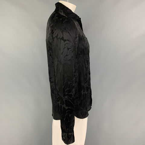 RtA Size M Black Jacquard Acetate Blend Button Up Long Sleeve Shirt
