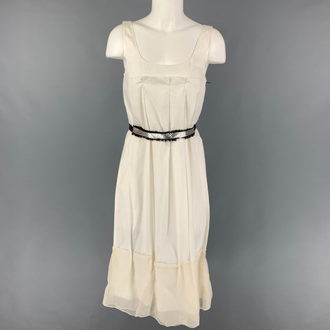 VERA WANG Taille 2 Robe plissée en coton et soie blanc tissus mélangés