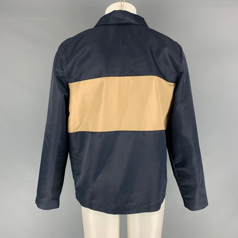 PARIA FARZANEH Talla de pecho M Talla M Chaqueta con cremallera de 1/4 de nailon color canela azul marino