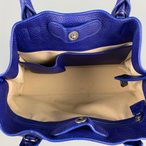 AKRIS Ai Little Cuervo Blue Leather Pebble Grain Shoulder Bag
