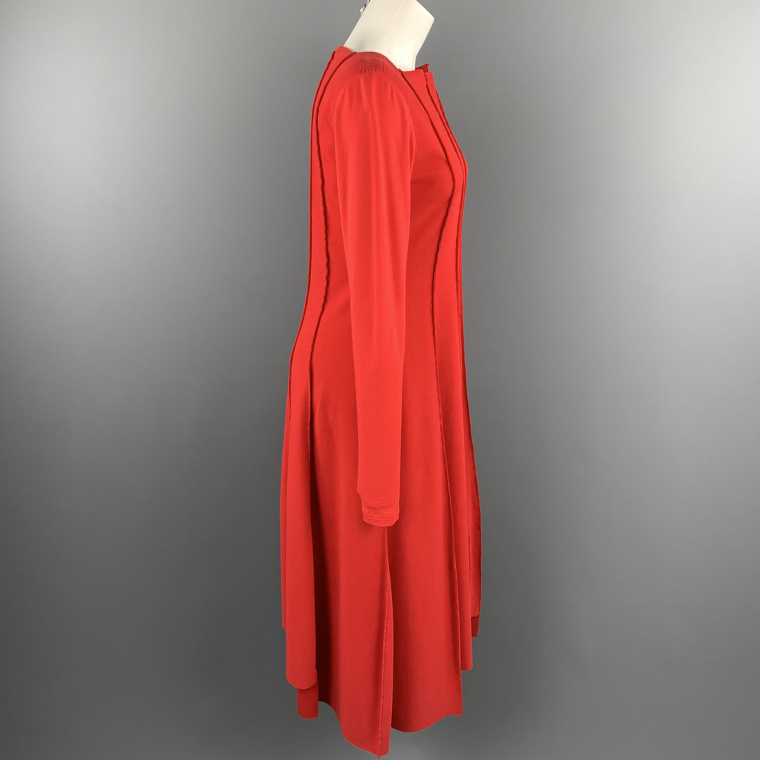 ANETT ROSTEL Vestido largo asimétrico de algodón rojo talla 6