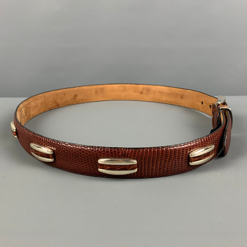 MEZLAN Size 38 Brown Lizard Leather Belt