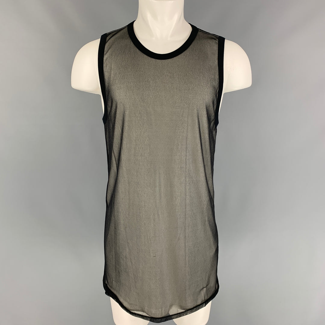 GARETH PUGH Size M Black & White Sheer Cotton Crew-Neck Tank Top