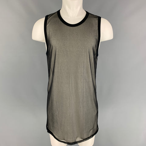 GARETH PUGH Taille M Débardeur à col rond en coton transparent noir et blanc