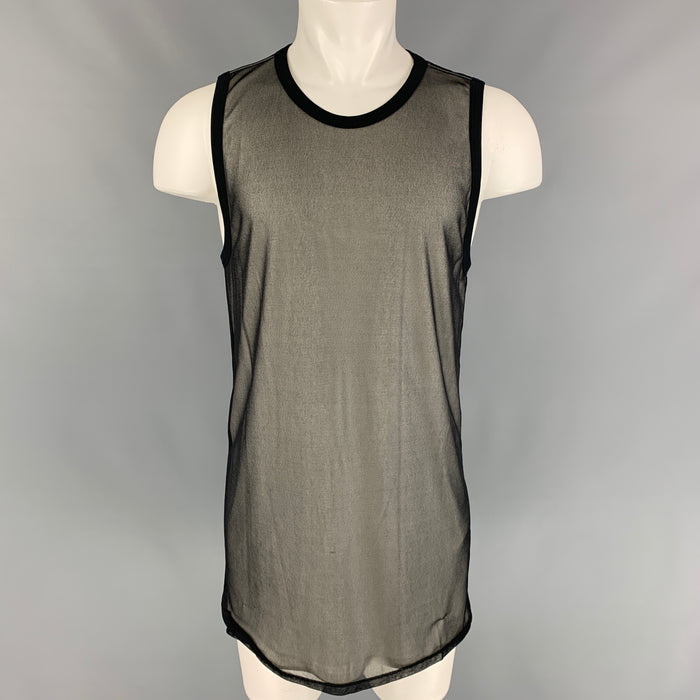 GARETH PUGH Size M Black & White Sheer Cotton Crew-Neck Tank Top
