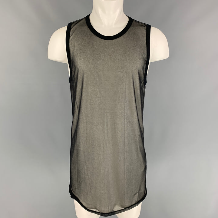 GARETH PUGH Size M Black & White Sheer Cotton Crew-Neck Tank Top