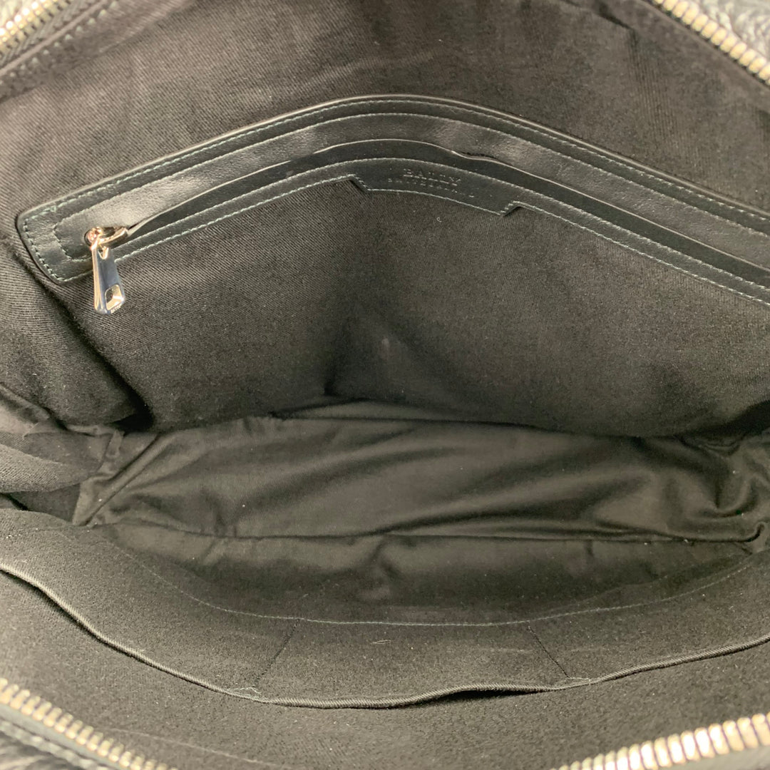 BALLY Black Textured Leather Briefcase Bag