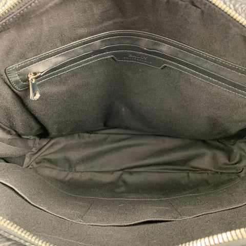 BALLY Black Textured Leather Briefcase Bag