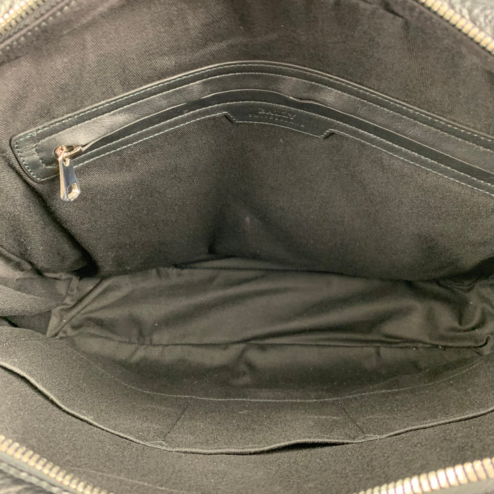 BALLY Black Textured Leather Briefcase Bag