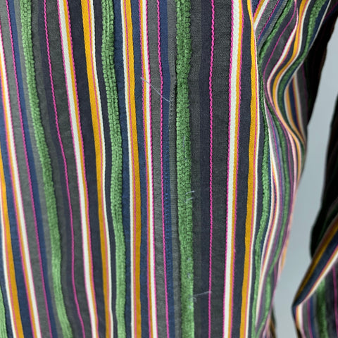 ETRO Size L Multi-Color Stripe Cotton Blend Button Up Long Sleeve Shirt