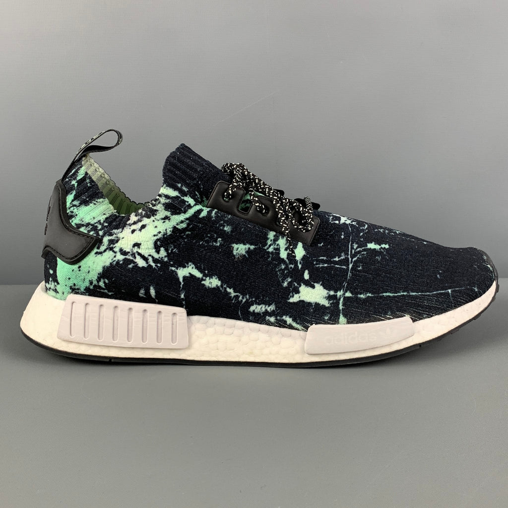 Nmd r1 primeknit trainers black aero green marble Clearance