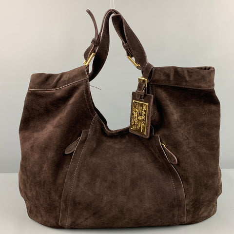 RALPH LAUREN Brown Suede Hobo Handbag