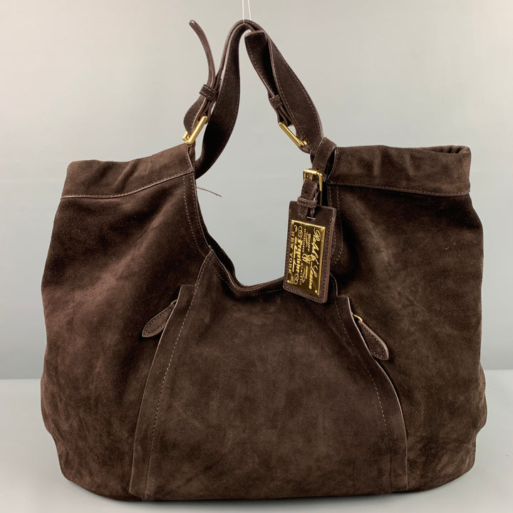 RALPH LAUREN Brown Suede Hobo Handbag