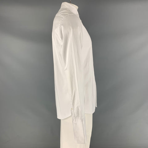 CH by CAROLINA HERRERA Size L White Solid Cotton Button Up Long Sleeve Shirt