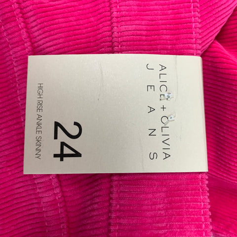 ALICE + OLIVIA Size 24 Pink Cotton Corduroy Jean Cut Pants