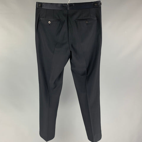 LANVIN Size 30 Black Wool Tuxedo Dress Pants