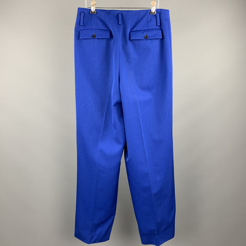 Vintage SQWEAR Size 30 Royal Blue Wool Pleated Dress Pants