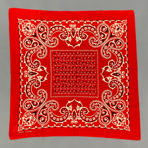 RALPH LAUREN Red Black Print Pocket Square