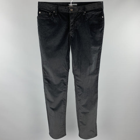 JOHN VARVATOS Size 34 Black Corduroy Jean Cut Casual Pants