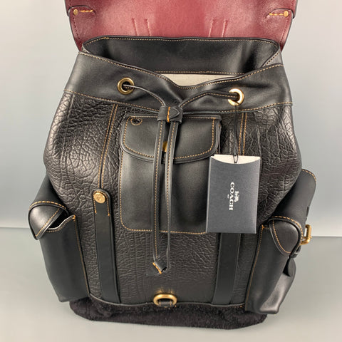 COACH Black Leather Suede Backpack Bags