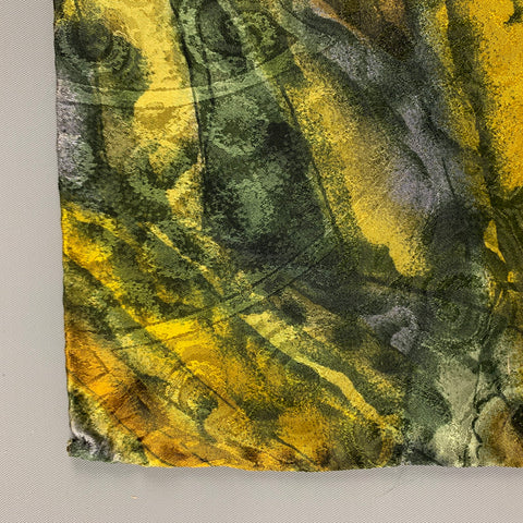 LUCIANO SOPRANI Green Blue/Yellow Silk Jacquard Pocket Square