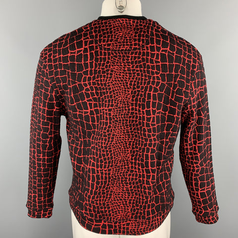 KENZO Size M Red & Black Alligator Cotton Blend Sweatshirt