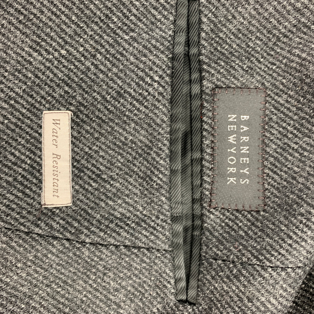 CANALI Kei Size 46 Grey & Black Diagonal Stripe Wool Notch Lapel Coat