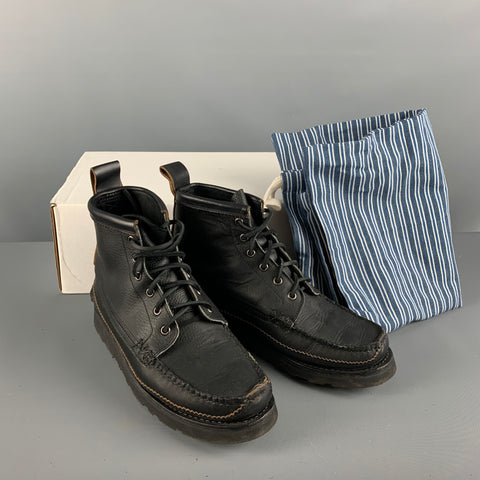 YUKETEN Size 9 Black Leather Lace Up Boots